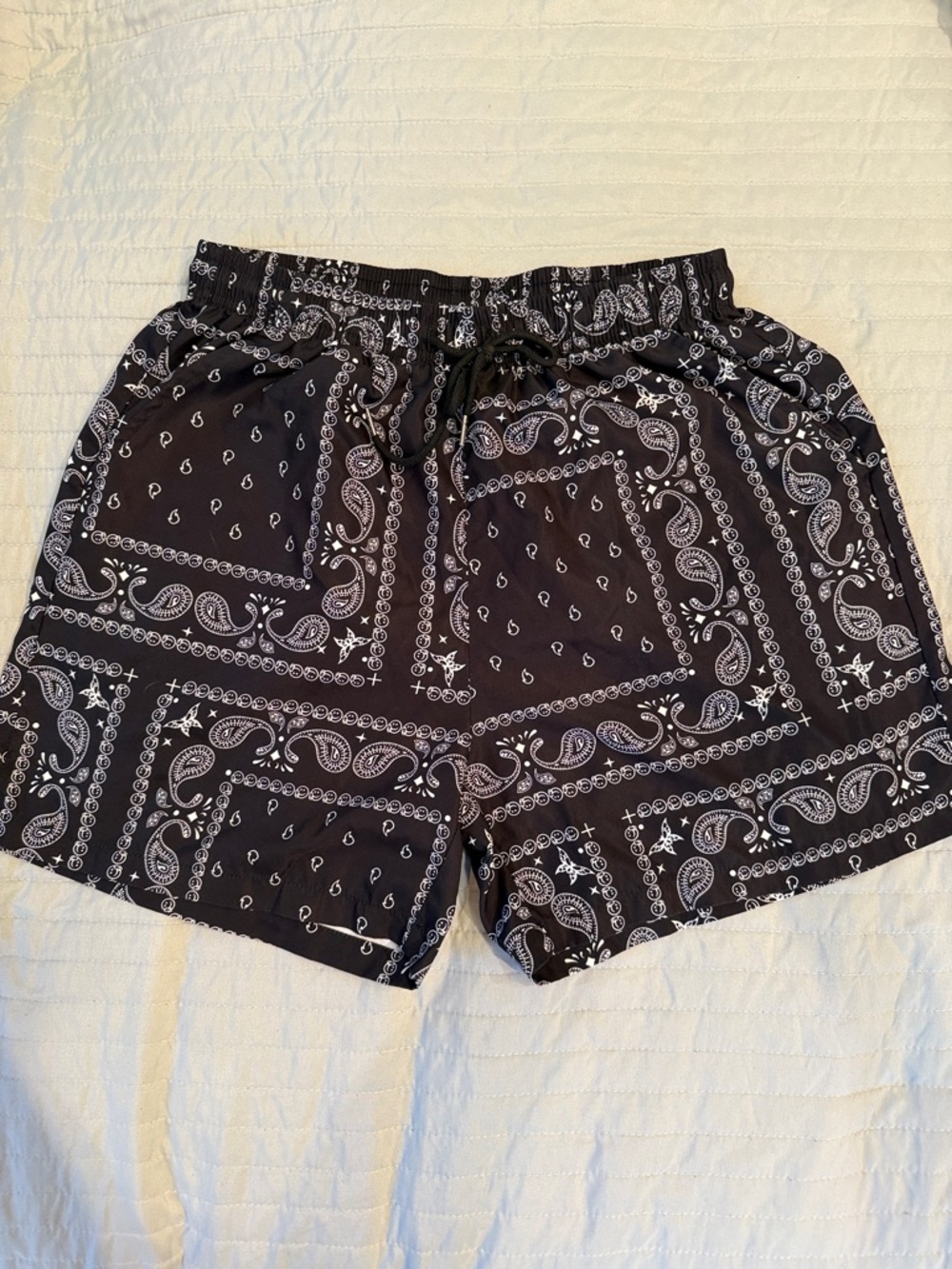 Men's Black Bandana Print Shorts